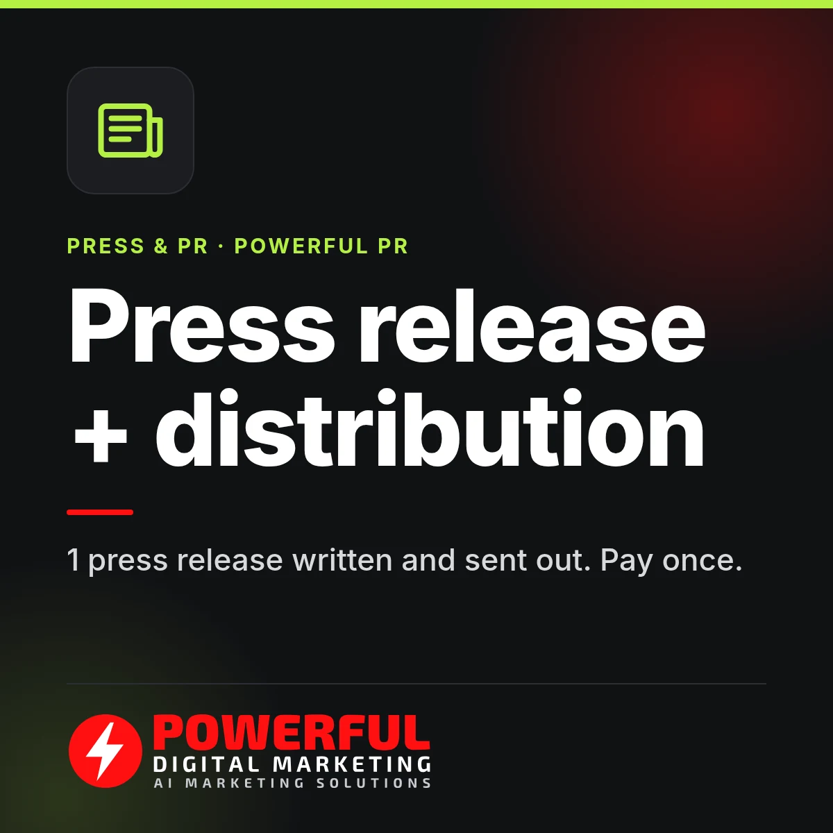 Press release + distribution - Powerful Digital Marketing